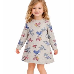 H&M Long Sleeve Bird Pattern Sweatshirt Dress Size US 2-4 Y